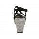 Sandale pour femmes avec plateforme en daim noir et tissu gris talon compensé 9 - Pointures disponibles:  33, 34, 42, 43, 44, 45