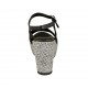 Sandale pour femmes avec courroie et plateforme en cuir noir et tissu gris talon compensé 9 - Pointures disponibles:  34, 42, 43, 44, 45