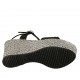 Sandalo da donna con cinturino e plateau in pelle nera e tessuto grigio zeppa 9 - Misure disponibili: 31, 32, 33, 34, 42, 43, 44, 45