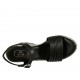 Sandale pour femmes avec courroie et plateforme en cuir noir et tissu gris talon compensé 9 - Pointures disponibles:  34, 42, 43, 44, 45