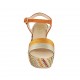 Sandalo con cinturino e plateau in camoscio arancione, pelle laminata arancione e platino e tessuto multicolore zeppa 9 - Misure disponibili: 33, 34, 42, 43, 44, 45