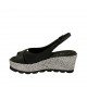 Sandalo da donna in pelle nera e tessuto grigio zeppa 6 - Misure disponibili: 31, 32, 33, 34, 42, 43, 44, 45, 46