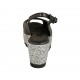 Sandalo da donna in pelle nera e tessuto grigio zeppa 6 - Misure disponibili: 31, 32, 33, 34, 42, 43, 44, 45, 46