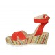 Sandalo con cinturino e plateau in camoscio rosso con zeppa rivestita in tessuto multicolore 6 - Misure disponibili: 43