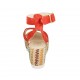 Sandalo con cinturino e plateau in camoscio rosso con zeppa rivestita in tessuto multicolore 6 - Misure disponibili: 43