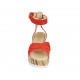 Sandalo con cinturino e plateau in camoscio rosso con zeppa rivestita in tessuto multicolore 6 - Misure disponibili: 43