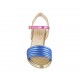 Sandalo da donna con cinturino in pelle laminata platino, blu e fucsia tacco 5 - Misure disponibili: 31, 33, 34, 42, 43, 44, 46