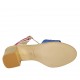 Sandalo da donna con cinturino in pelle laminata platino, blu e fucsia tacco 5 - Misure disponibili: 31, 33, 34, 42, 43, 44, 46