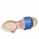 Sandalo da donna con cinturino in pelle laminata platino, blu e fucsia tacco 5 - Misure disponibili: 31, 33, 34, 42, 43, 44, 46