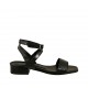 Woman's sandal with ankle strap in black printed leather heel 2 - Available sizes:  32, 33, 34, 42, 43, 44, 45