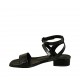 Woman's sandal with ankle strap in black printed leather heel 2 - Available sizes:  32, 33, 34, 42, 43, 44, 45