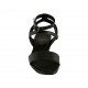 Woman's sandal with ankle strap in black printed leather heel 2 - Available sizes:  32, 33, 34, 42, 43, 44, 45