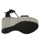 Sandale pour femmes avec plateforme et courroie en daim lamé imprimé noir et tissu gris talon compensé 12 - Pointures disponibles:  34, 42, 43, 44