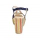 Sandalo con plateau in camoscio blu con zeppa rivestita in tessuto multicolore 9 - Misure disponibili: 33, 34, 42, 43, 44, 45