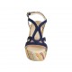 Sandale pour femmes avec plateforme en daim bleu et tissu multicouleur talon compensé 9 - Pointures disponibles:  33, 34, 42, 43, 44, 45