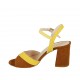 Sandalia con cinturon para mujer en gamuza color cuero y amarillo tacon 7 - Tallas disponibles:  42, 43, 44, 45, 46