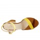 Sandalo da donna con cinturino in camoscio color cuoio e giallo tacco 7 - Misure disponibili: 31, 33, 34, 42, 43, 44, 45, 46