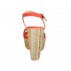 Sandalo con cinturino e plateau in camoscio rosso con zeppa rivestita in tessuto multicolore 12 - Misure disponibili: 33, 34, 42, 43