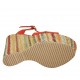 Sandalo con cinturino e plateau in camoscio rosso con zeppa rivestita in tessuto multicolore 12 - Misure disponibili: 33, 34, 42, 43