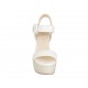 Woman's strap sandal with platform in white leather wedge heel 12 - Available sizes:  34, 42, 43, 44