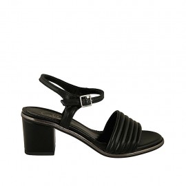 Sandalo da donna con cinturino in pelle nera e grigia tacco 5 - Misure disponibili: 33, 42, 43, 44, 46