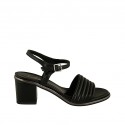 Damensandale mit Riem aus schwarzem und grauem Leder Absatz 5