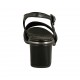 Woman's strap sandal in black and grey leather heel 5 - Available sizes:  33, 42, 43, 44, 46