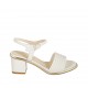 Sandale pour femmes avec courroie en cuir blanc et platine talon 5 - Pointures disponibles:  42, 43, 44, 45, 46