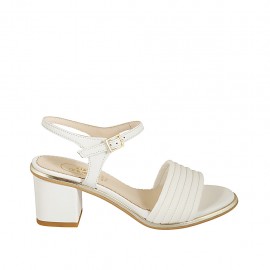 Sandale pour femmes avec courroie en cuir blanc et platine talon 5 - Pointures disponibles:  42, 43, 44, 45, 46