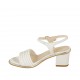 Sandale pour femmes avec courroie en cuir blanc et platine talon 5 - Pointures disponibles:  42, 43, 44, 45, 46