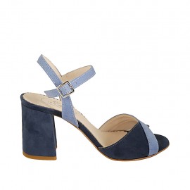 Damenriemsandale aus hellblauem und blauem Wildleder Absatz 7 - Verfügbare Größen:  32, 42, 43, 44, 46