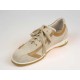 Men's laced sports shoe in beige suede and tan brown leather - Available sizes:  36, 40