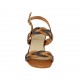 Sandalo da donna in pelle nera e cuoio tacco 4 - Misure disponibili: 33, 34, 42, 43, 44, 45
