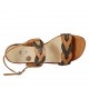 Sandalo da donna in pelle nera e cuoio tacco 4 - Misure disponibili: 33, 34, 42, 43, 44, 45