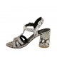 Sandalo da donna con cinturino in pelle stampata bianca e nera tacco 7 - Misure disponibili: 32, 33, 34, 42, 43, 44, 45