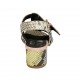 Woman's strap sandal in pink suede and multicolored printed leather heel 4 - Available sizes:  33, 45