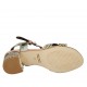 Woman's strap sandal in pink suede and multicolored printed leather heel 4 - Available sizes:  33, 45