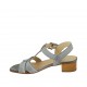 Woman's strap sandal in blue-grey leather heel 4 - Available sizes:  33, 42, 43, 44