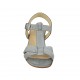 Woman's strap sandal in blue-grey leather heel 4 - Available sizes:  33, 42, 43, 44