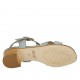 Woman's strap sandal in blue-grey leather heel 4 - Available sizes:  33, 42, 43, 44