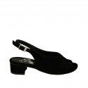 Sandale pour femmes en daim noir talon 4