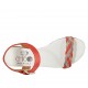 Sandale avec courroie pour femmes en cuir tressé rouge, bleu et gris talon 2 - Pointures disponibles:  33, 43, 44