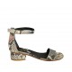 Scarpa aperta da donna con cinturino alla caviglia in pelle stampata multicolore tacco 3 - Misure disponibili: 33, 34, 42, 43