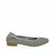 Woman's ballerina shoe in pierced blue grey leather heel 2 - Available sizes:  43, 45
