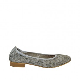 Ballerine pour femmes en cuir perforé bleu gris talon 2 - Pointures disponibles:  43, 45