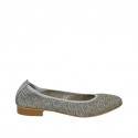 Woman's ballerina shoe in pierced blue grey leather heel 2