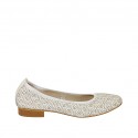 Woman's ballerina shoe in white pierced leather heel 2