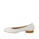 Woman's ballerina shoe in white pierced leather and patent leather heel 2 - Available sizes:  43, 44