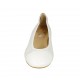 Woman's ballerina shoe in white pierced leather and patent leather heel 2 - Available sizes:  43, 44