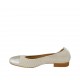 Ballerine pour femmes en daim perforé beige et cuir lamé argent talon 2 - Pointures disponibles:  42